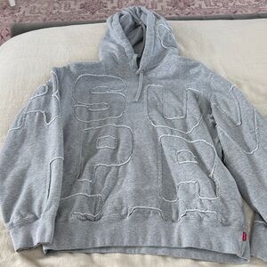 Supreme Gray Textured Logo Hoodie